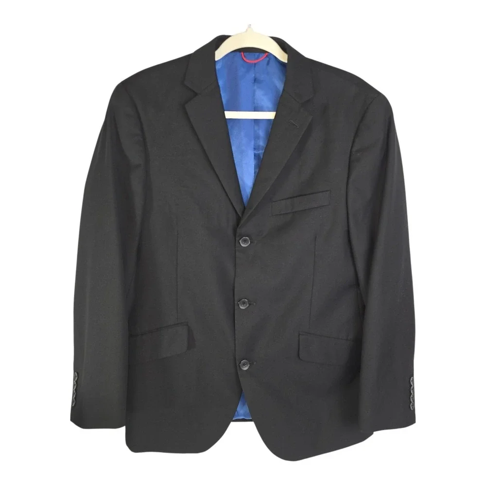 Billy London Men's Blazer Suit Jacket Sz 38S Black 2 Button Classic Fit Old Mone